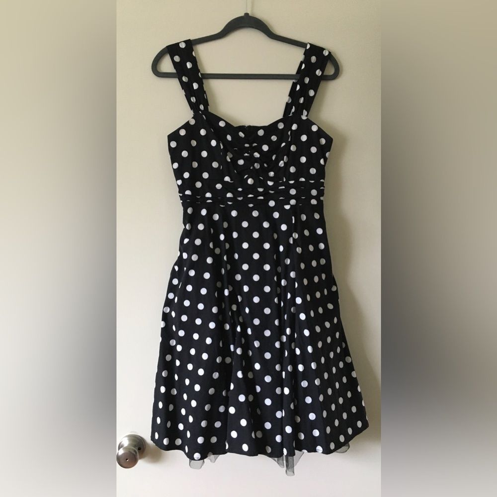🎉HP🎉 Black & White Polka Dot Dress